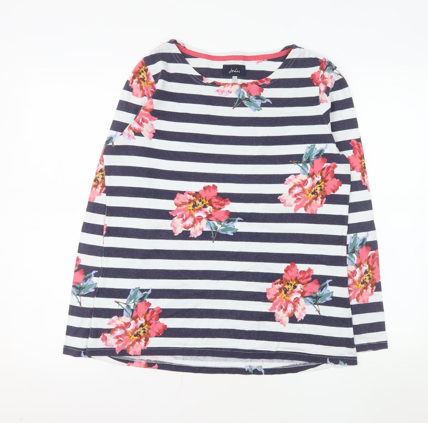 Joules Women’s Multicoloured Floral Stripe Cotton Top Size 14