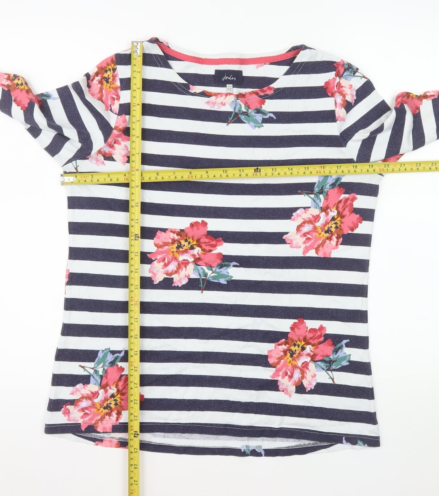 Joules Women’s Multicoloured Floral Stripe Cotton Top Size 14