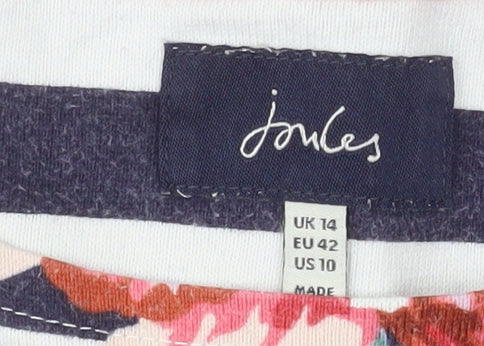 Joules Women’s Multicoloured Floral Stripe Cotton Top Size 14