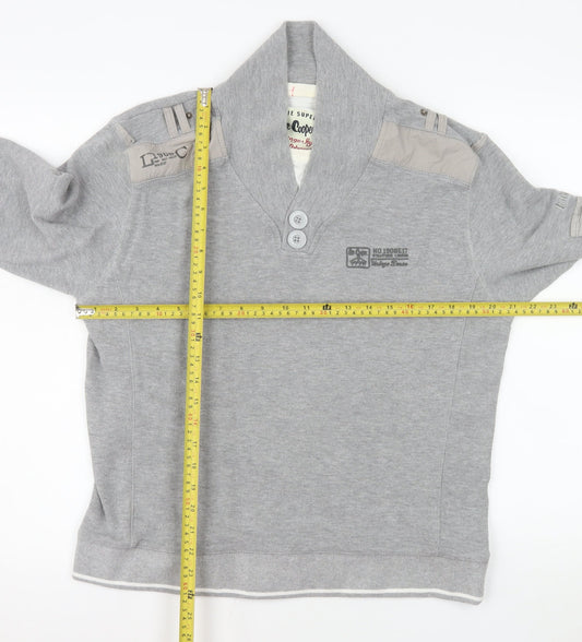 Lee Cooper Men's Grey Henley Sweatshirt Large
