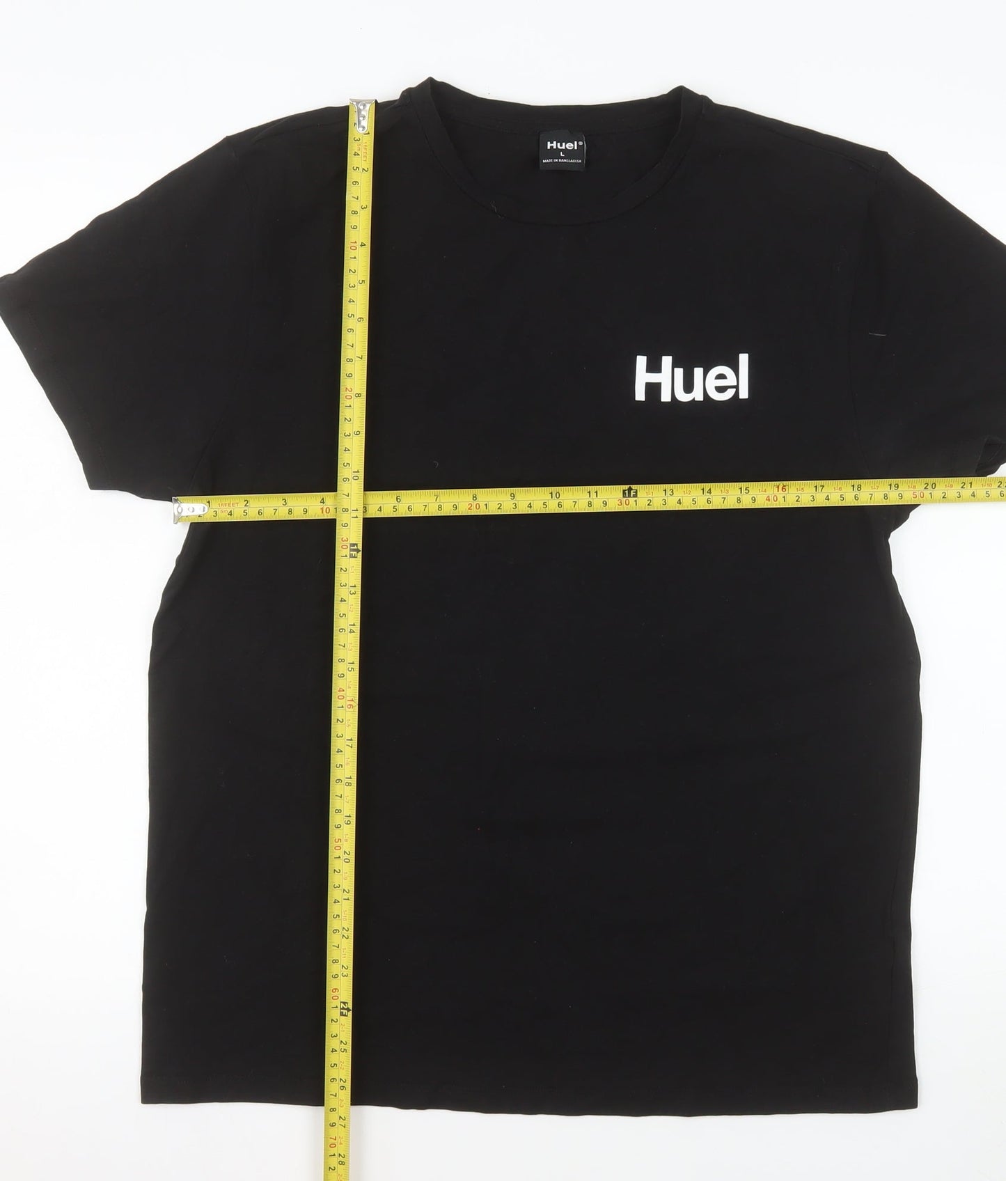Huel Men's Black Short Sleeve Crew Neck Cotton T-Shirt Size L
