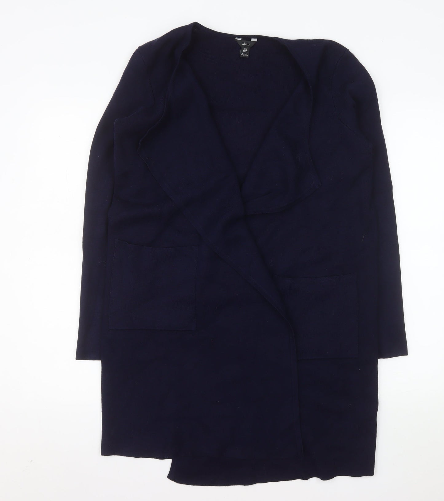 M&Co Women Blue Size 10 Open Front Long Sleeve Knit Cardigan