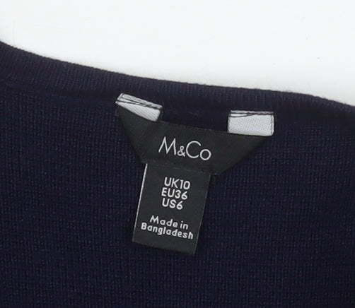 M&Co Women Blue Size 10 Open Front Long Sleeve Knit Cardigan