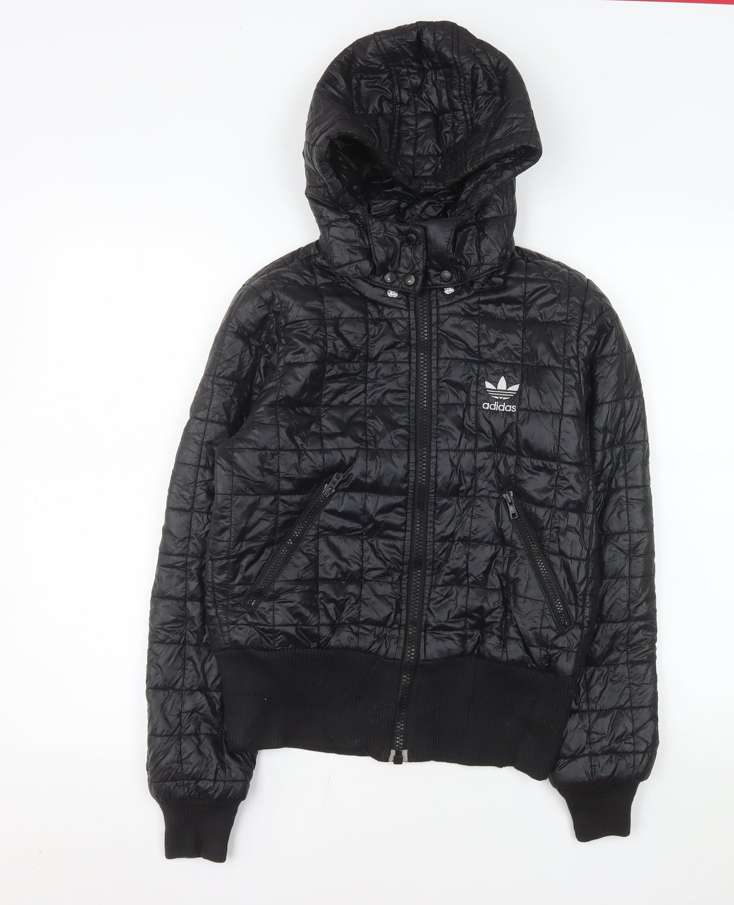 adidas Women's Black Quilted Hooded Puffer Jacket Size 12