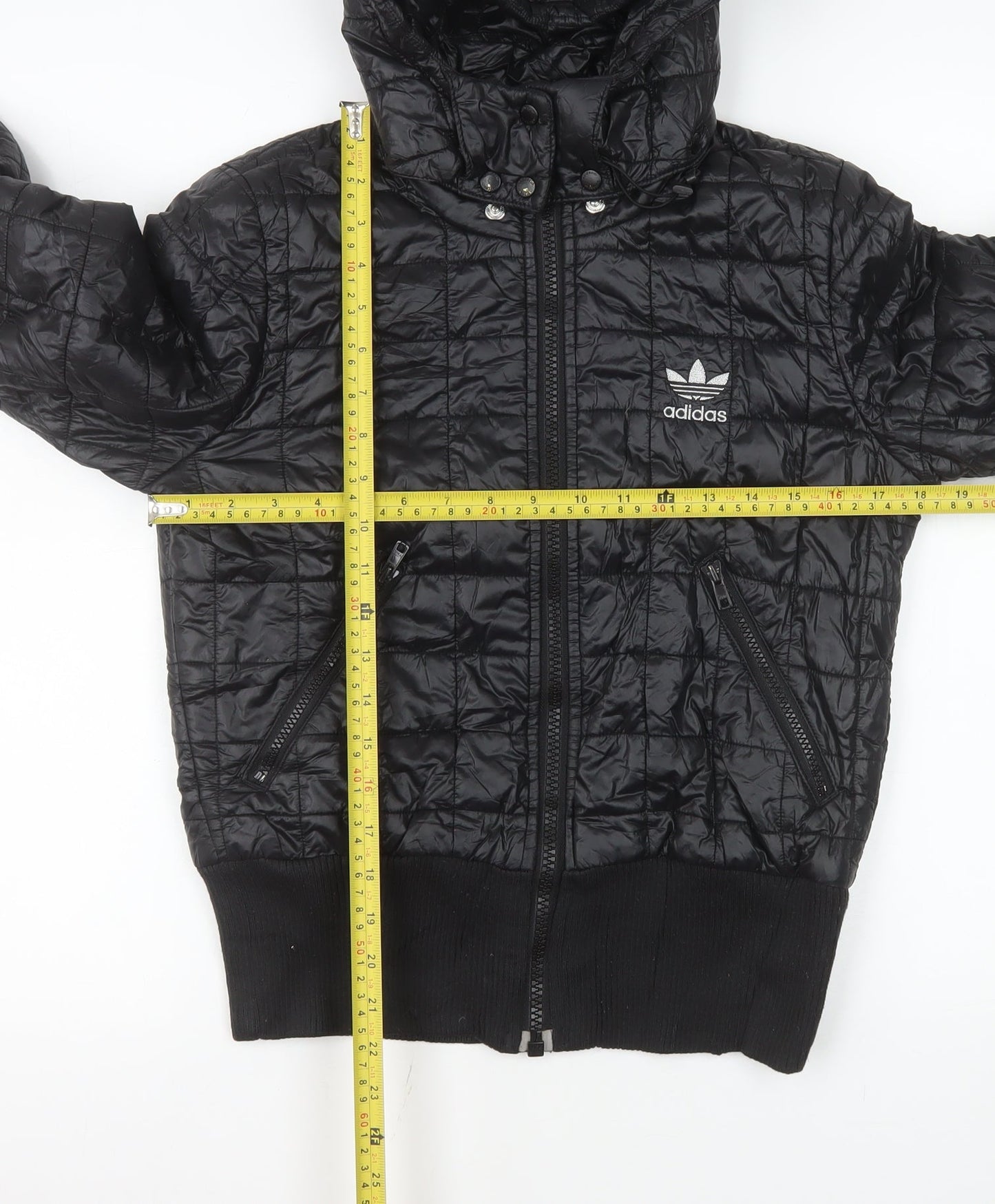 adidas Women's Black Quilted Hooded Puffer Jacket Size 12