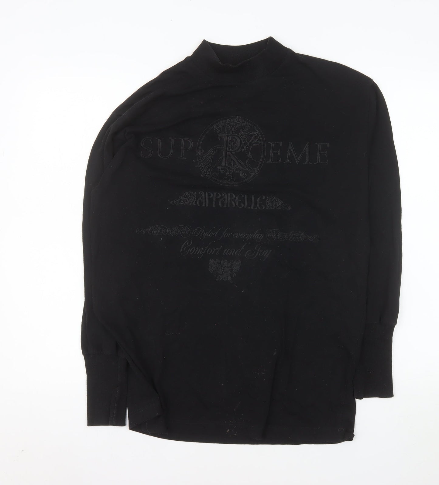 Falmer Cosy Club Women's Black Long Sleeve Mock Neck Cotton Top S