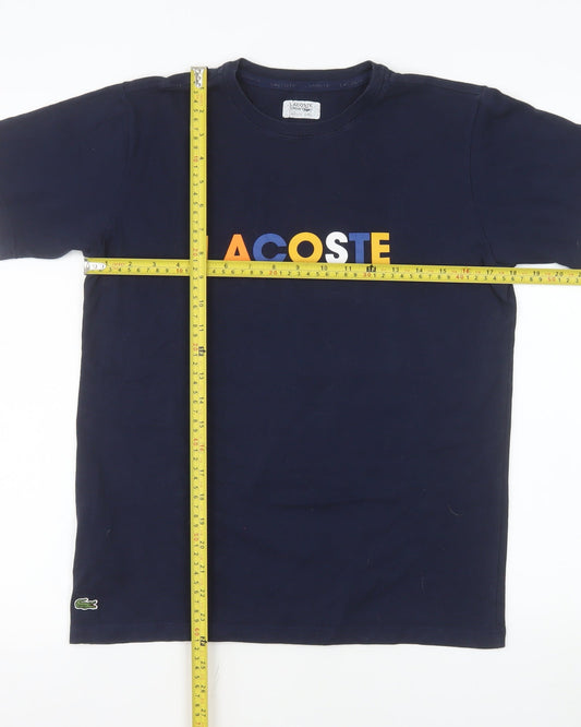 Lacoste Unisex Blue Cotton Blend Short Sleeve T-Shirt Size L