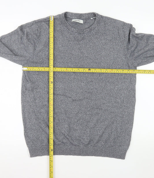 Jack & Jones Men's Grey Cotton Crew Neck Pullover Sweatshirt L