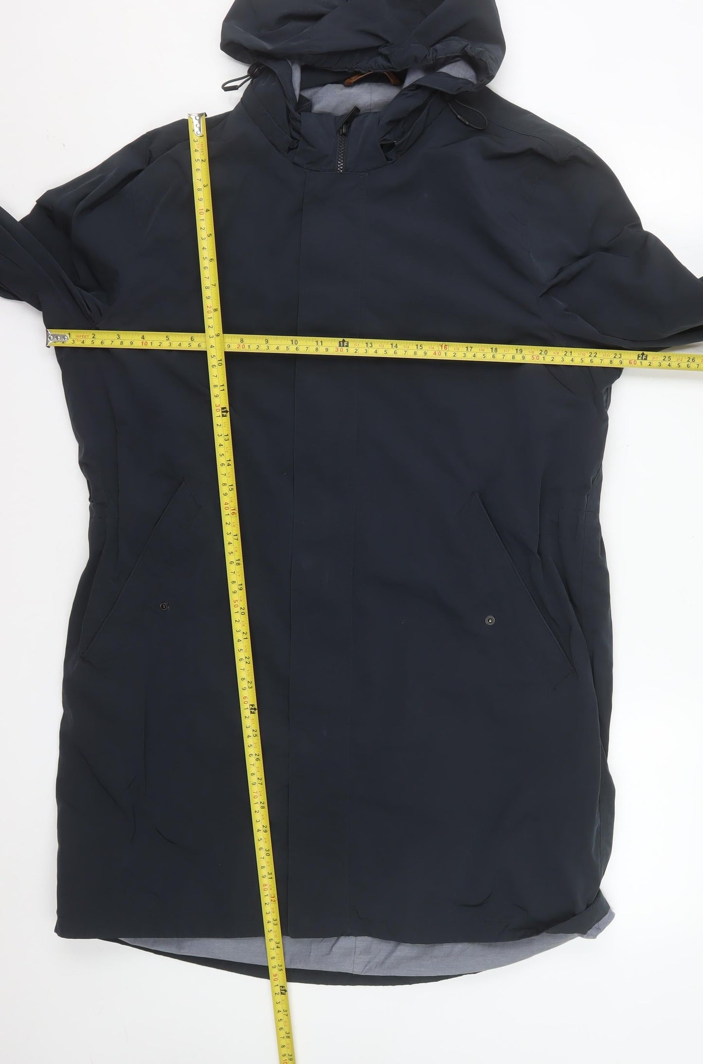 Massimo Dutti Women Blue Long Hooded Parka Coat Size 14