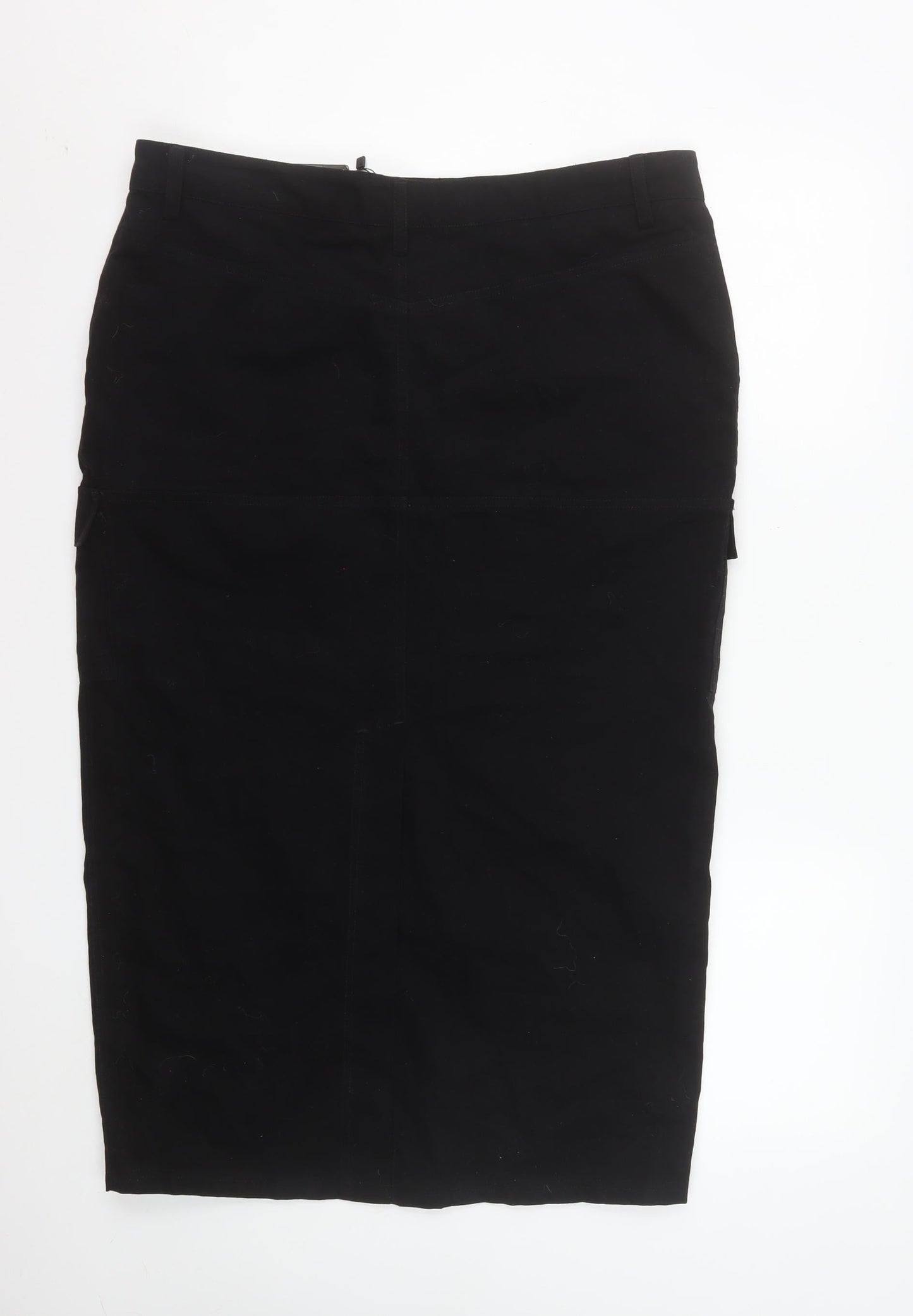 Motel Women Black Cargo Midi Skirt Size L Cotton Twill