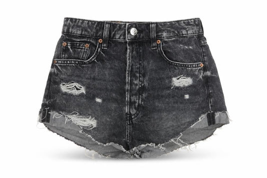 H&M Divided Womens Black Acid Wash Cut-Off Denim Shorts Size 8