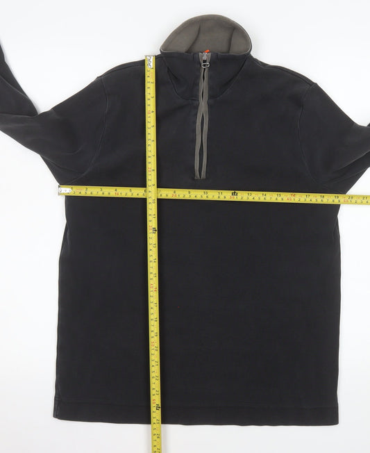 Hugo Boss Men’s Black 1/2 Zip Cotton Pullover Sweatshirt Size L