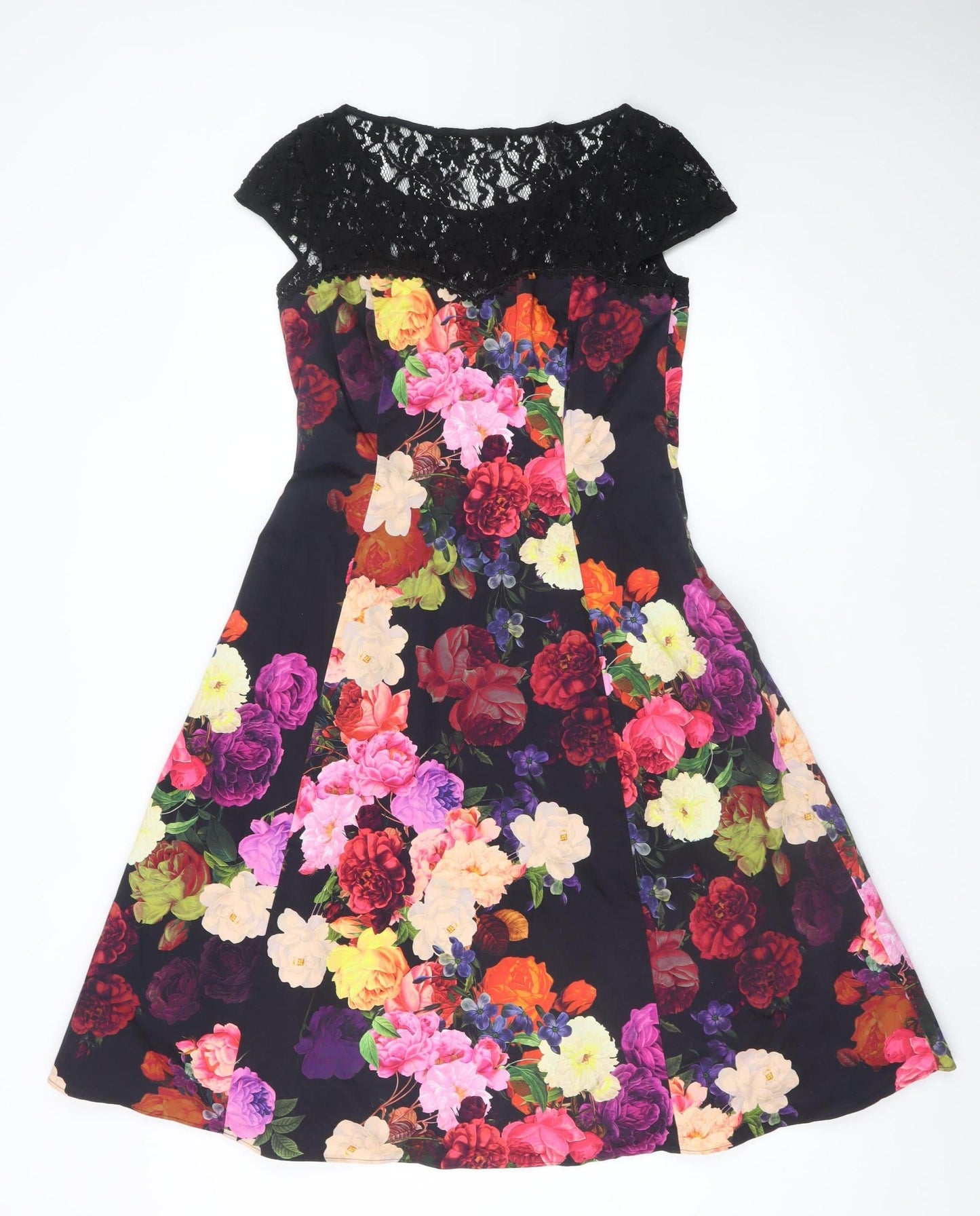 Phase Eight Women’s Multicoloured Floral Fit & Flare Lace Dress Size 12