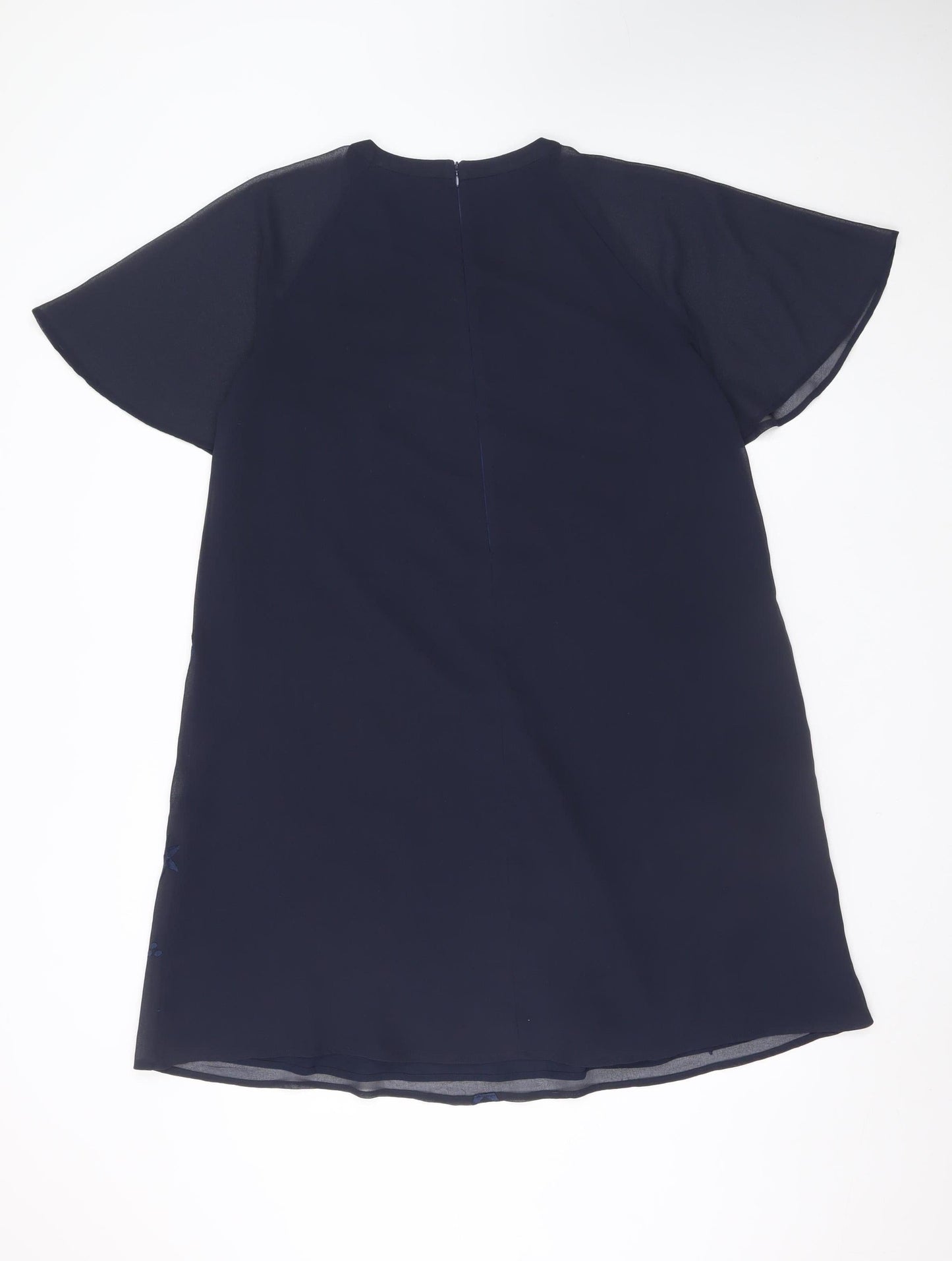 Great Plains Women’s Blue Shift Dress M Embroidered Stars Short Sleeve