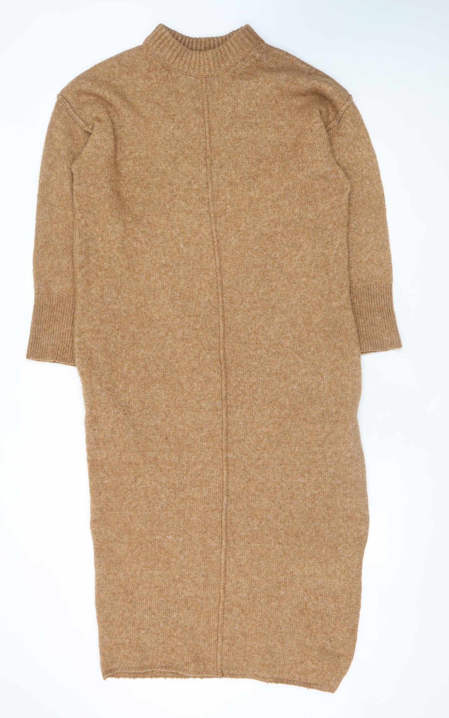 ASOS DESIGN Women Brown Wool Blend Midi Jumper Dress S
