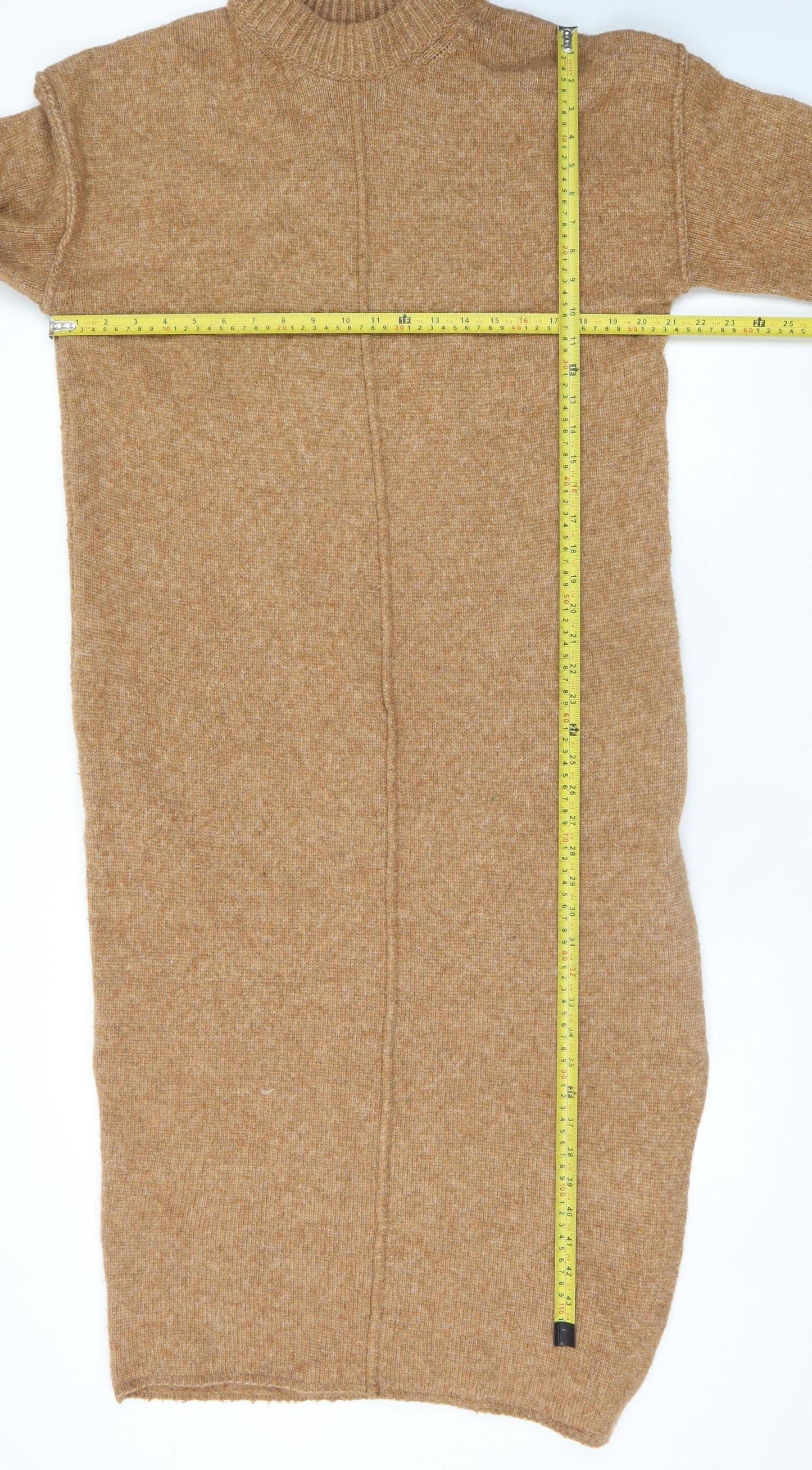 ASOS DESIGN Women Brown Wool Blend Midi Jumper Dress S