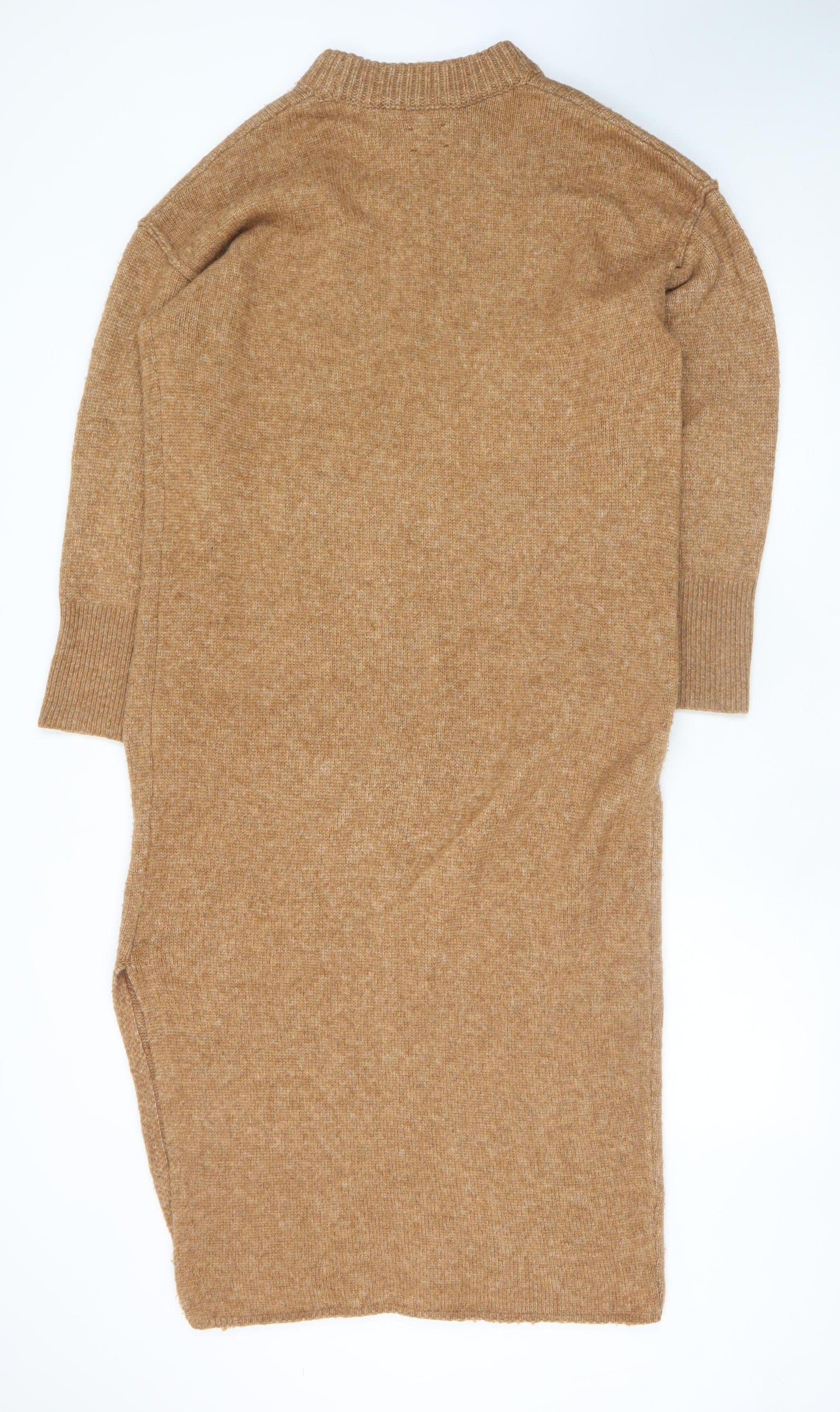 ASOS DESIGN Women Brown Wool Blend Midi Jumper Dress S