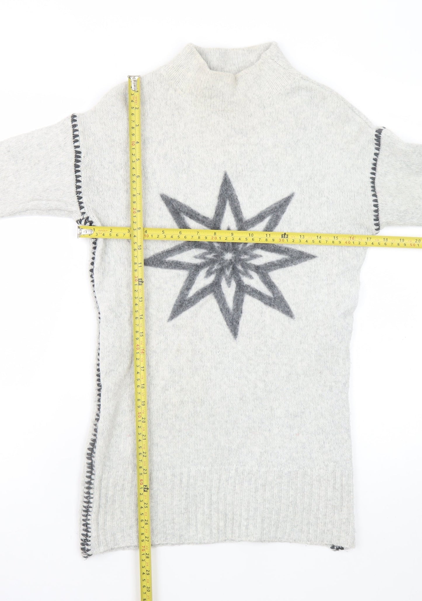 Mint Velvet Women’s Grey Wool Jumper Dress Size 8 with Zip Detail