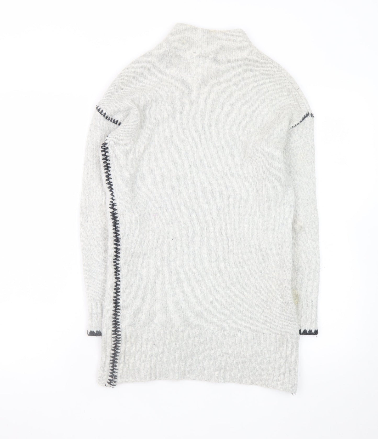 Mint Velvet Women’s Grey Wool Jumper Dress Size 8 with Zip Detail