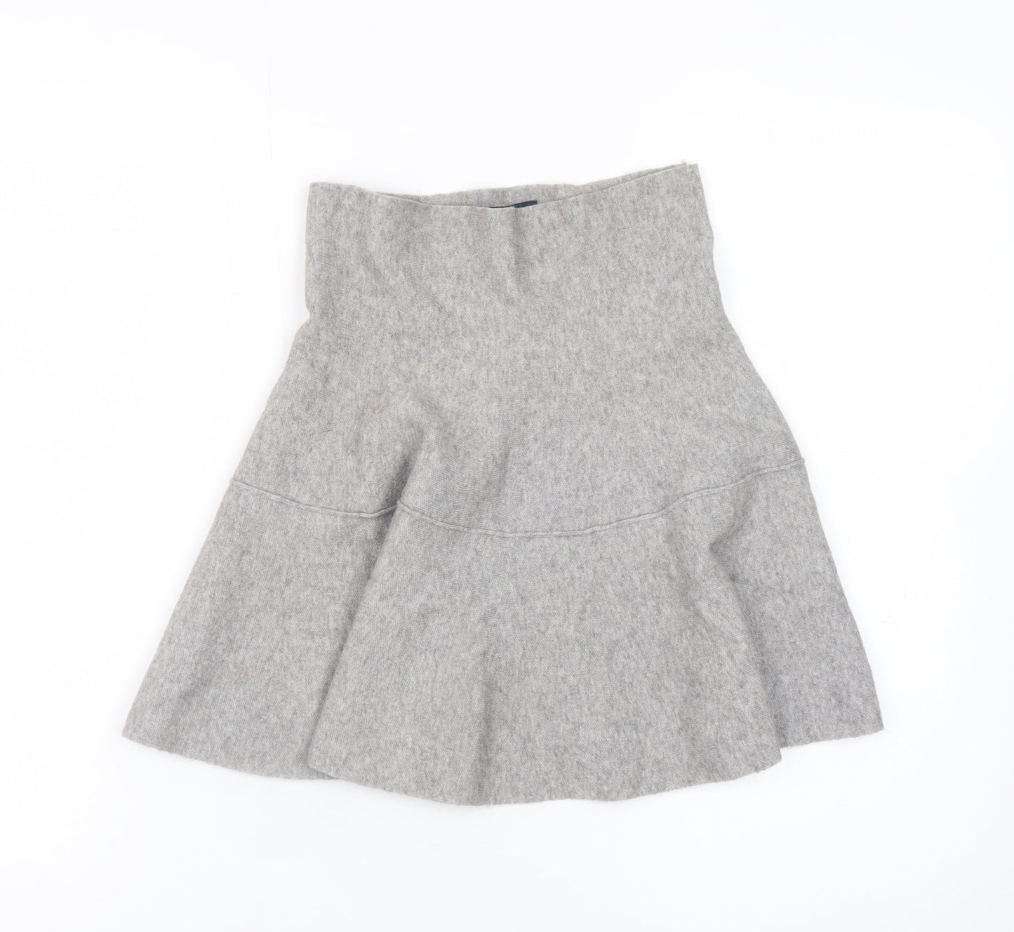 Zara Women Grey Wool Knit A-Line Skirt Size S