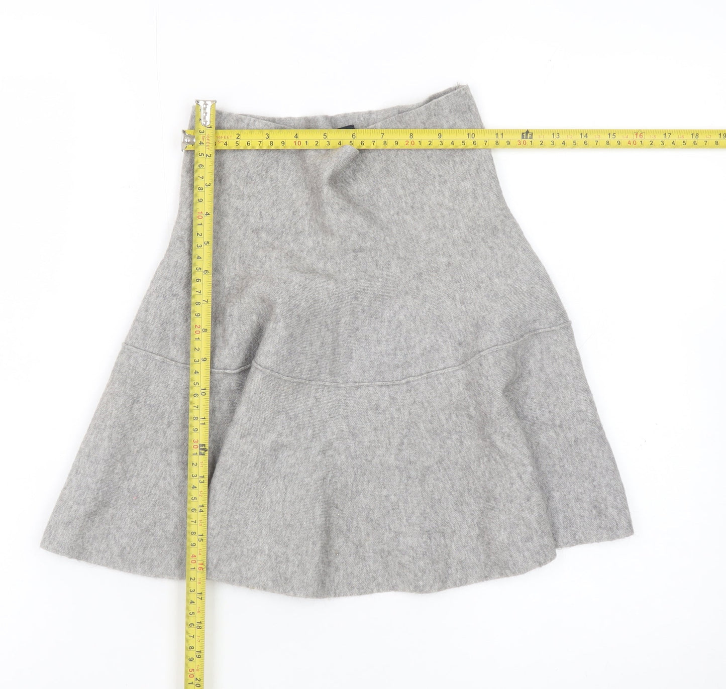 Zara Women Grey Wool Knit A-Line Skirt Size S