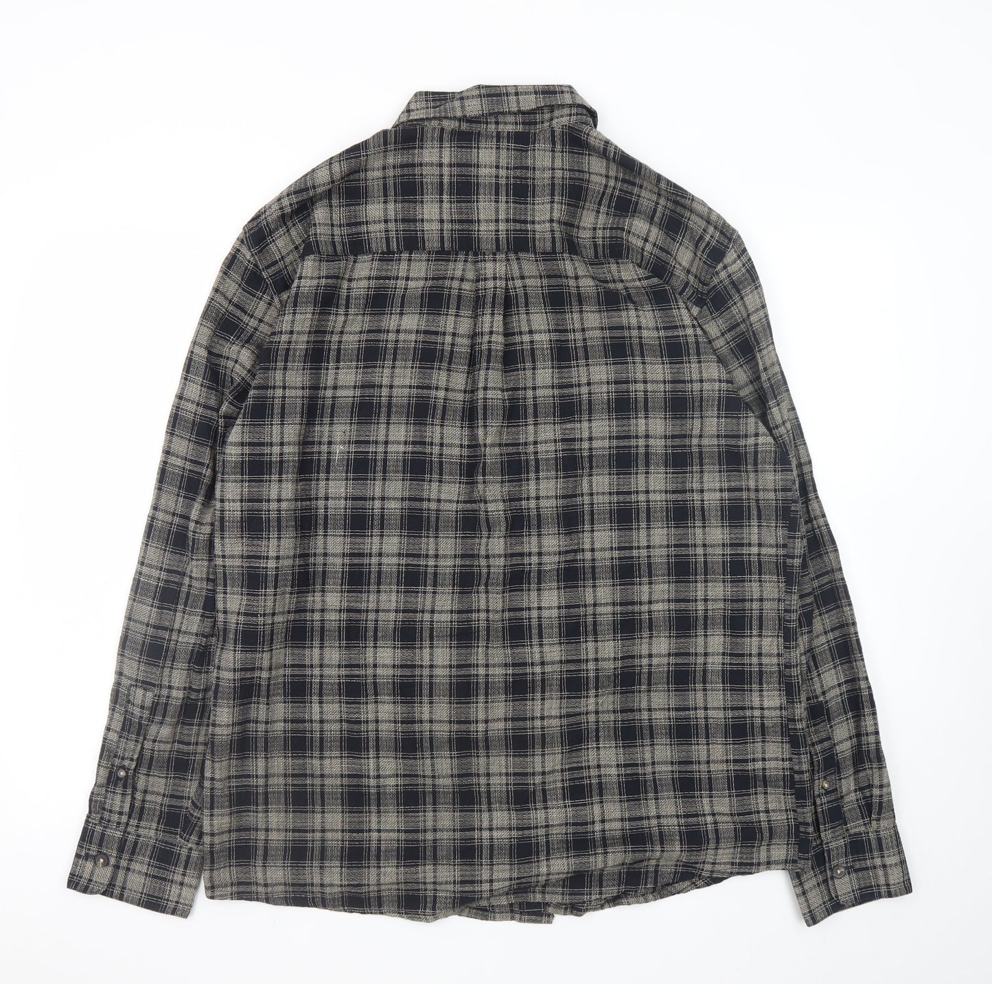 River Island Men's Grey Check Flannel Button-Up Shirt Size L