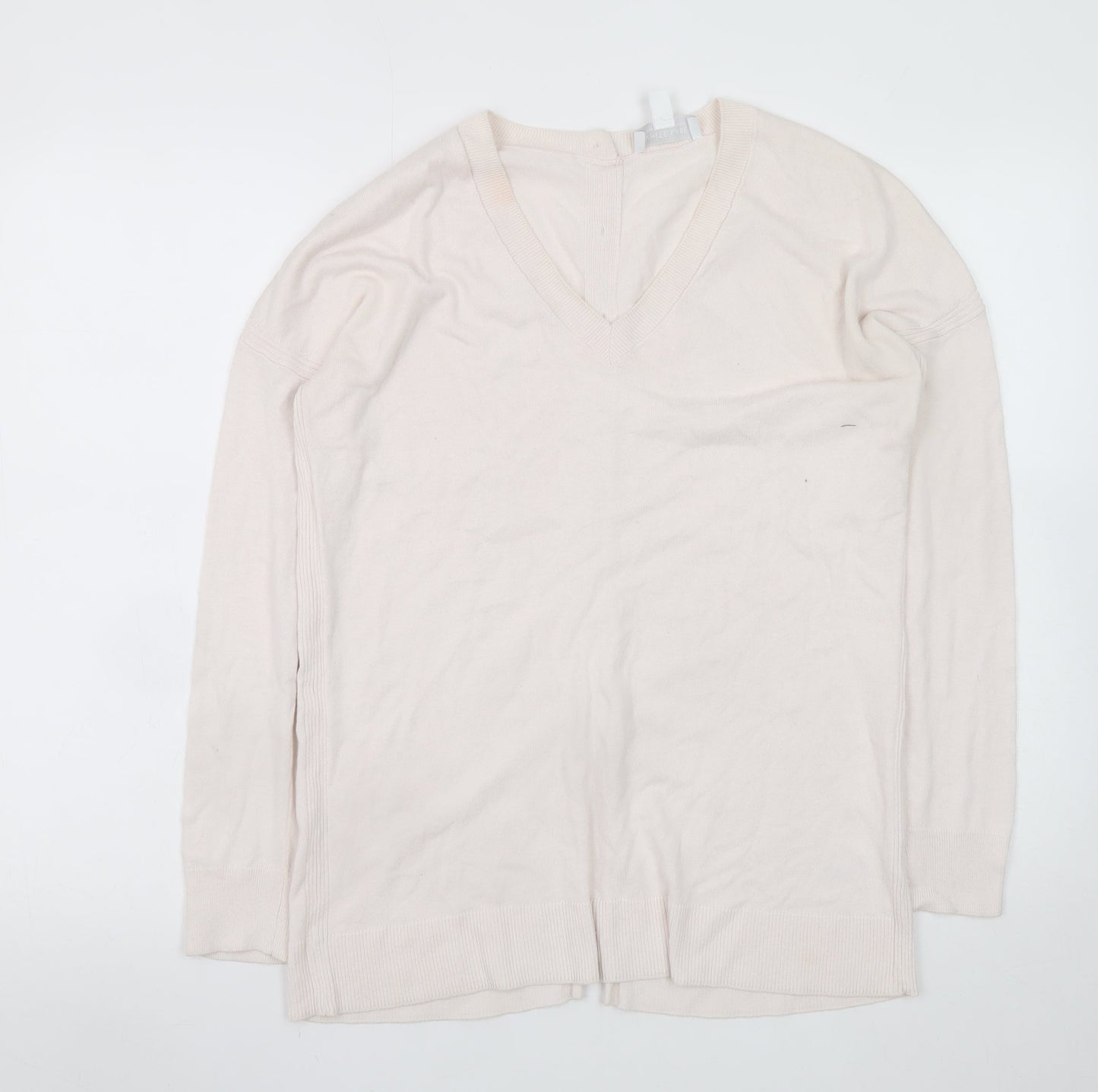 The White Company Women's Ivory V-Neck Button Back Cardigan Size 8