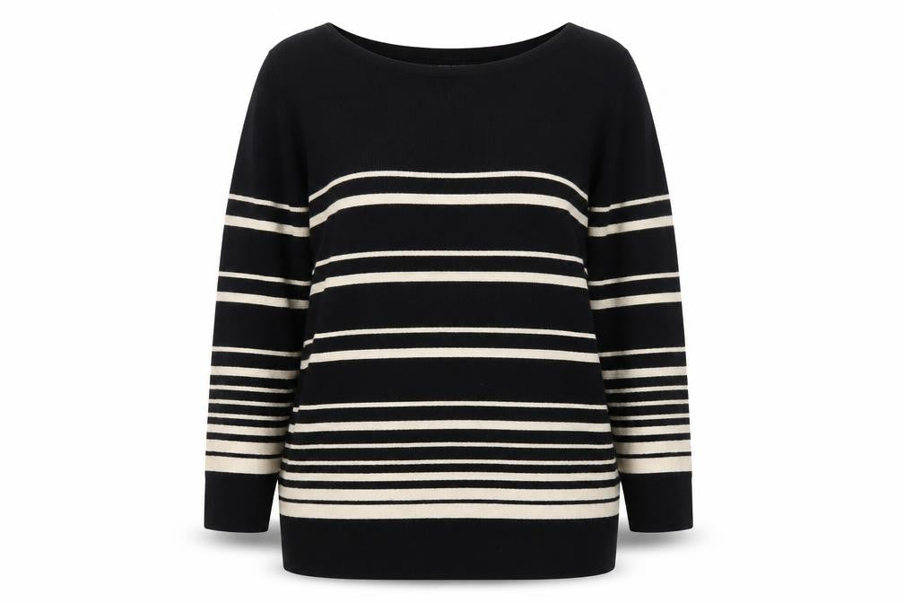 Marks and Spencer Women’s Black Striped Wool Blend Jumper UK 22