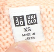 Uniqlo Women Beige V-Neck Cotton Knit Pullover Jumper XS