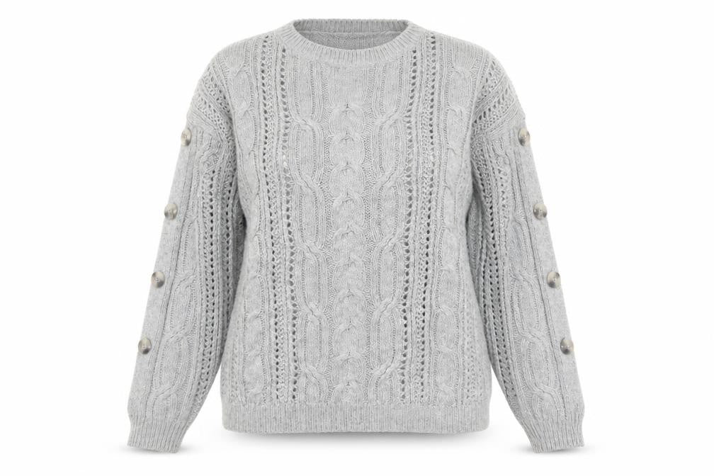 Marks and Spencer Women’s Grey Cable-Knit Pullover Jumper Size 12