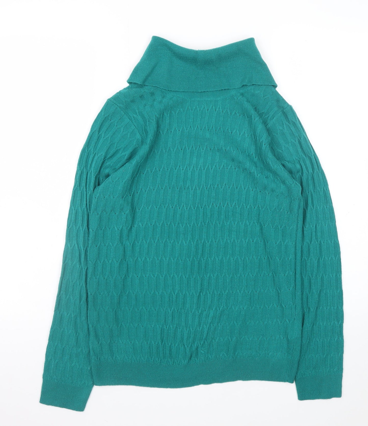 ISLE Essentials Women’s Green Roll Neck Cable-Knit Jumper Size S