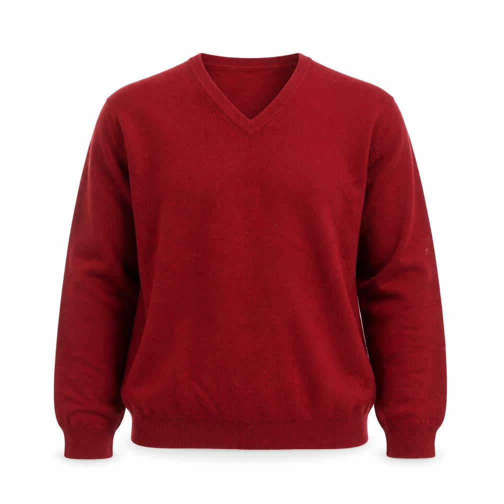 Brooks Brothers Men's Red Wool V-Neck Jumper Size L