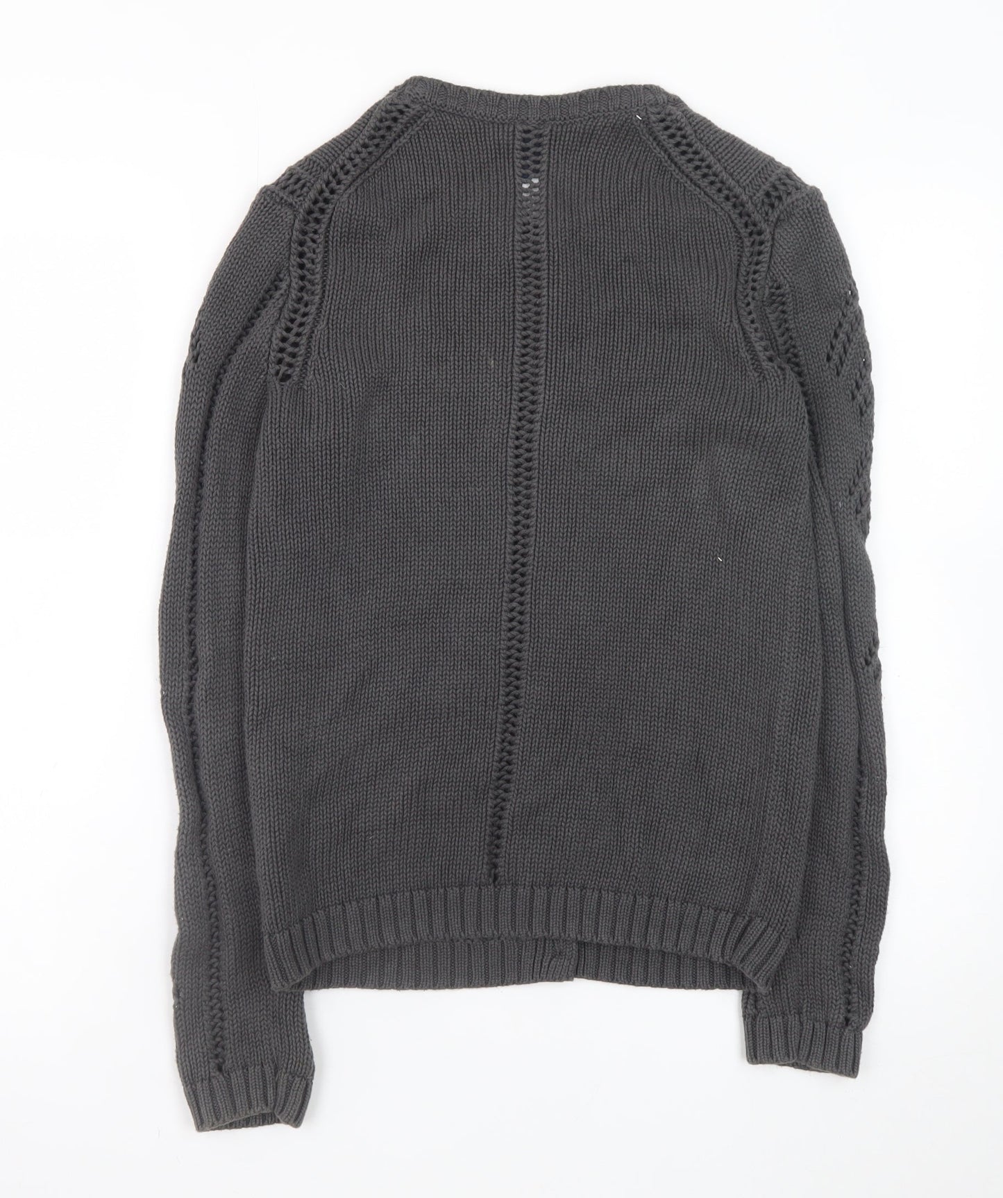 GAP Women’s Grey Open-Knit Cardigan XS Long Sleeve Cotton Blend