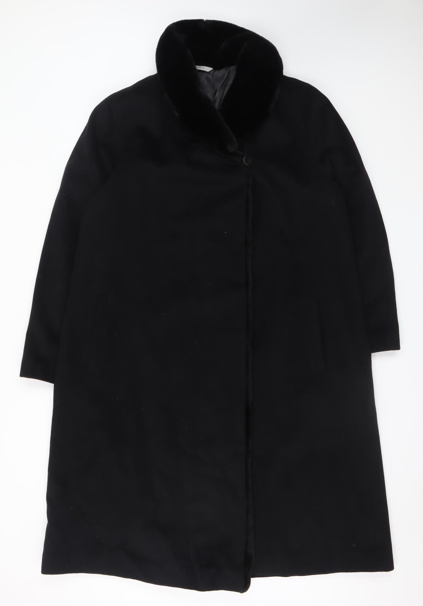 Marks and Spencer Women's Black Wool Angora Long Overcoat UK 16