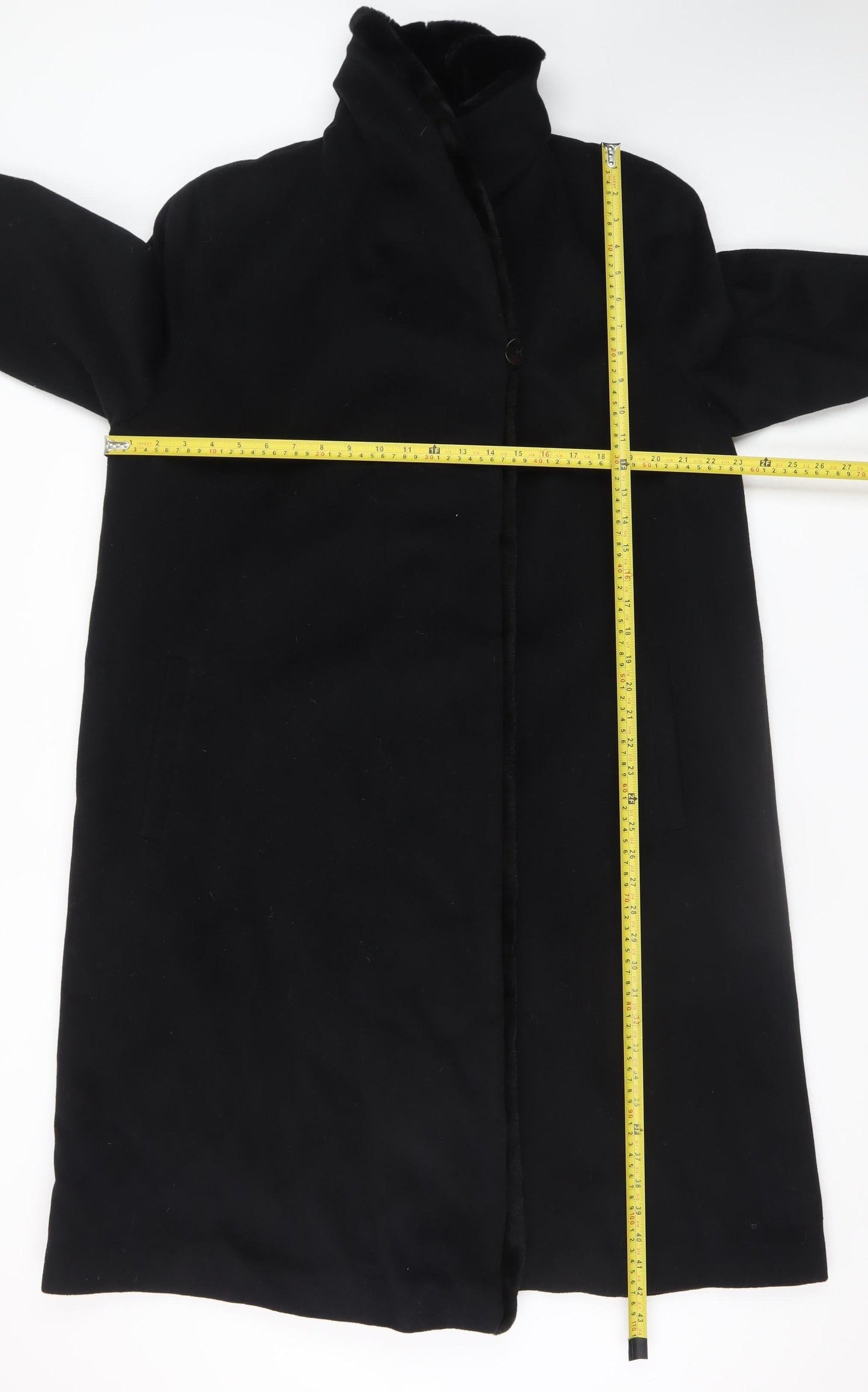 Marks and Spencer Women's Black Wool Angora Long Overcoat UK 16