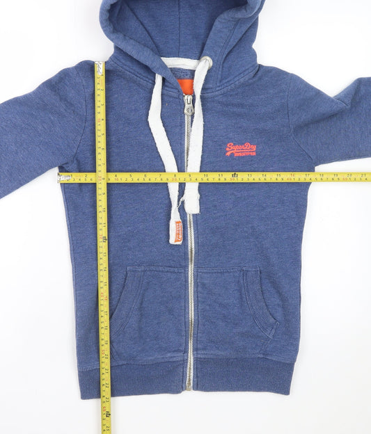 Superdry Womens Blue Full Zip Hoodie XS Orange Label