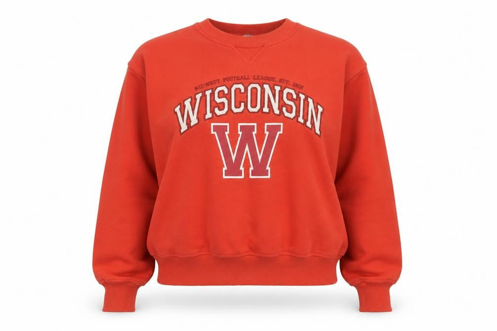 H&M Womens Red Wisconsin Pullover Sweatshirt XS Cotton Blend