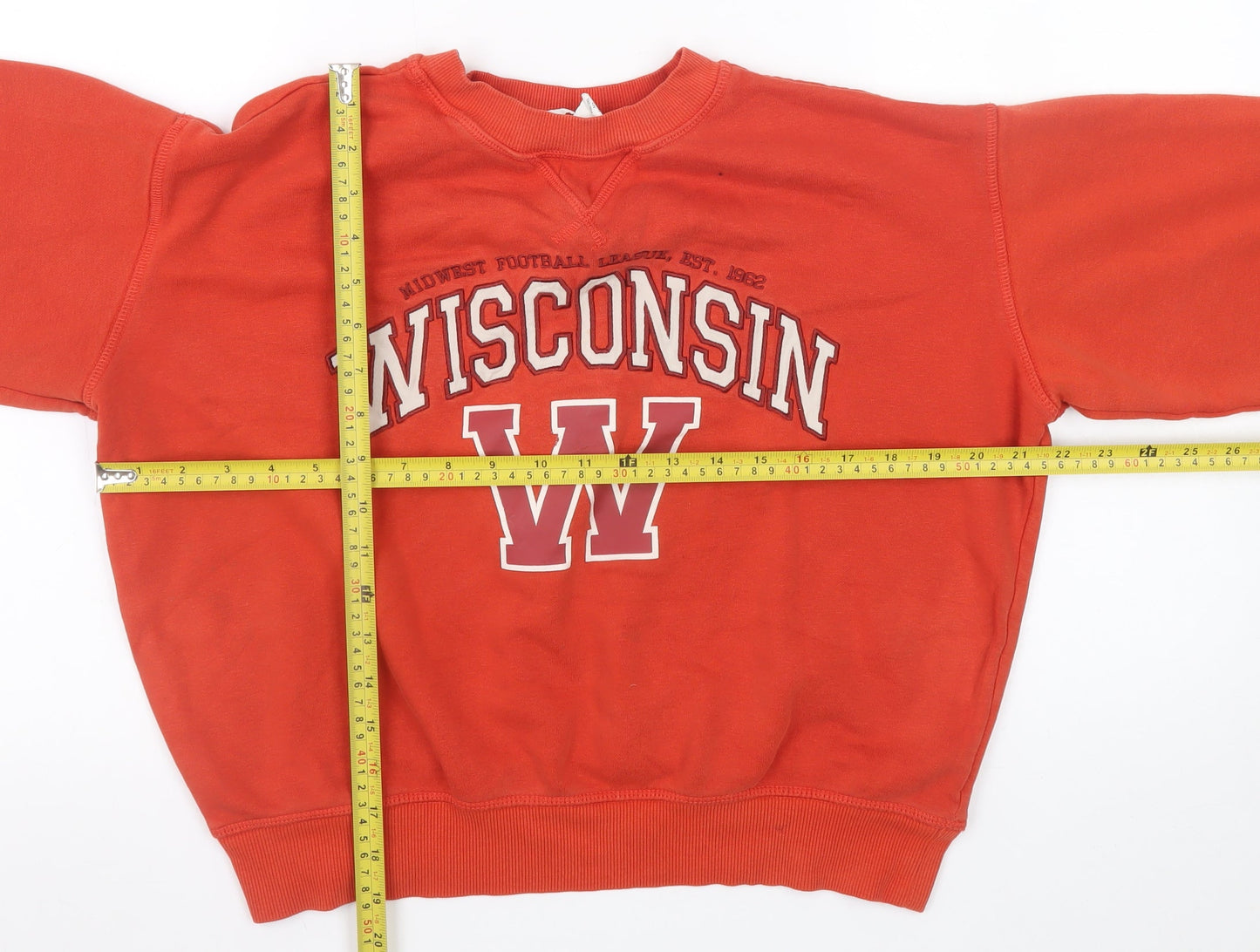 H&M Womens Red Wisconsin Pullover Sweatshirt XS Cotton Blend