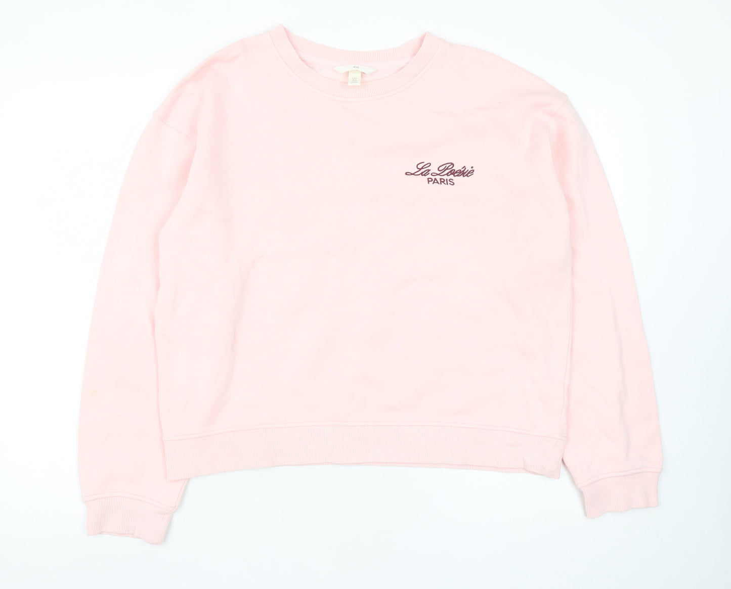 H&M Women's Pink La Poésie Paris Pullover Sweatshirt Size S