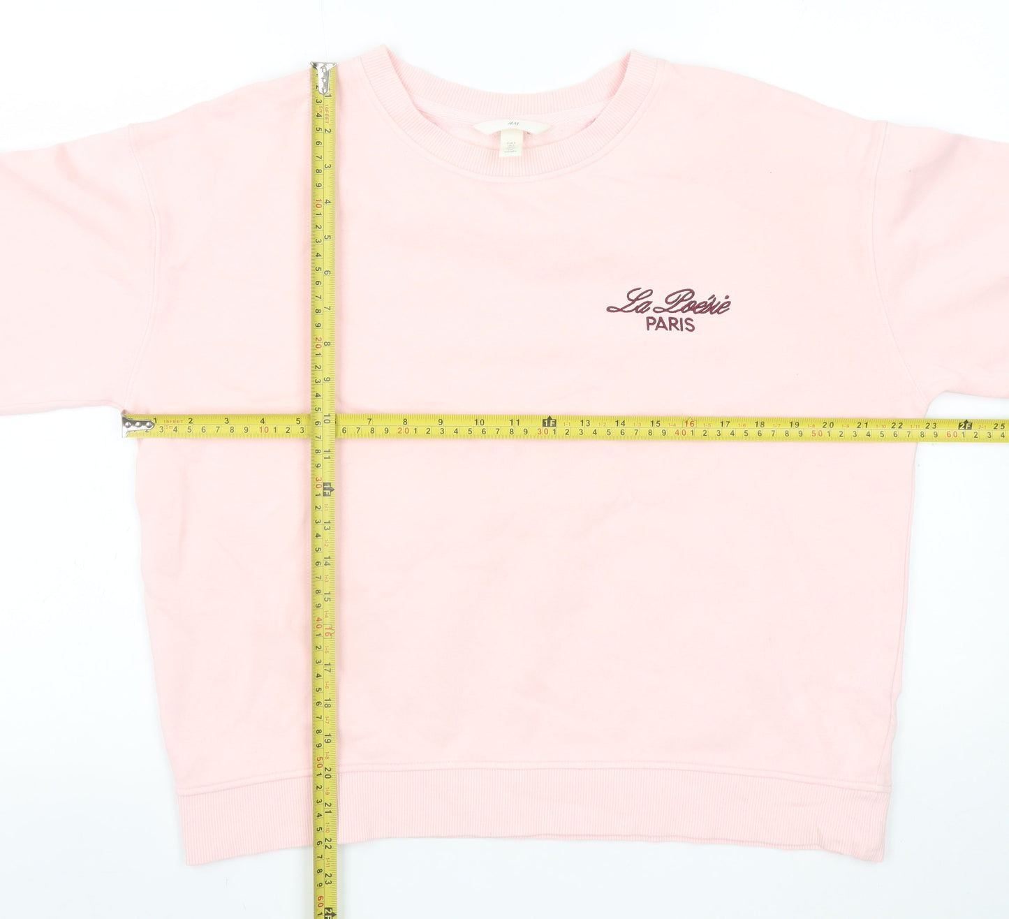 H&M Women's Pink La Poésie Paris Pullover Sweatshirt Size S