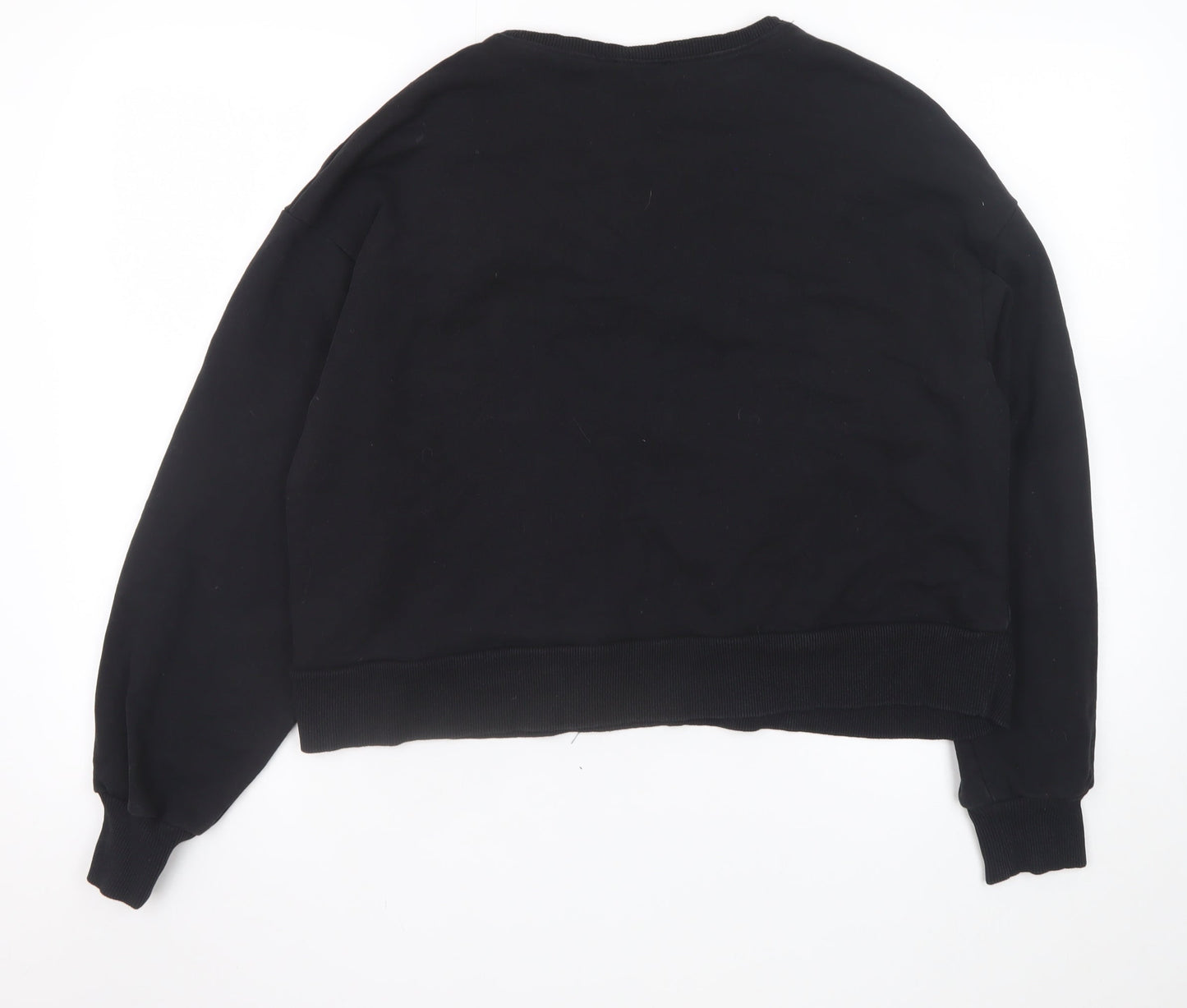 Warehouse Women Black Ruffle Long Sleeve Pullover Sweatshirt Size M