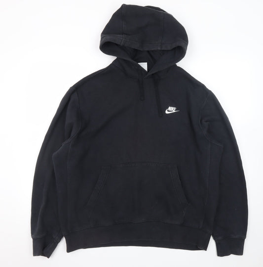 Nike Men's Black Pullover Hoodie L Fleece Logo Sportswear