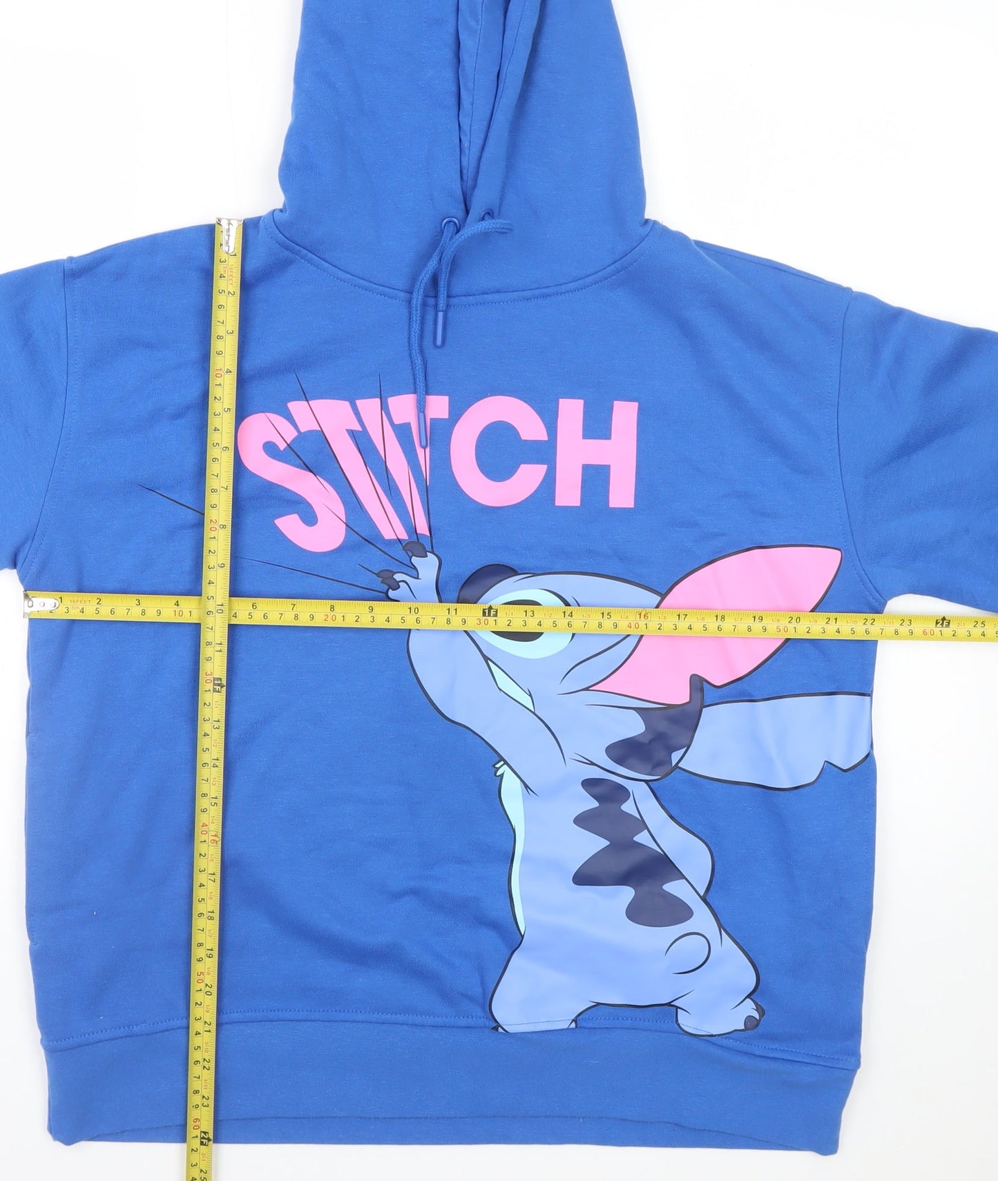 Disney Women Blue Stitch Pullover Hoodie Size M 12/14 Graphic Print