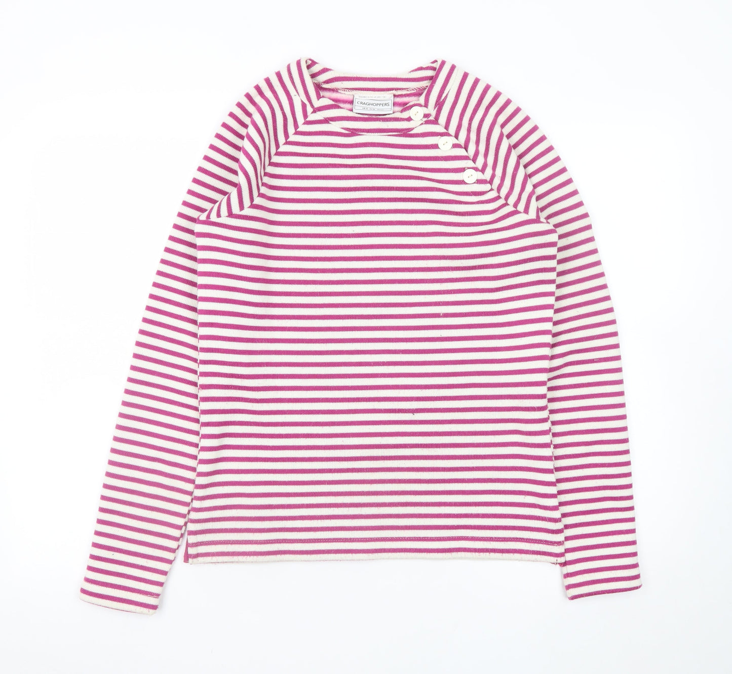 Craghoppers Women Pink Striped Crew Neck Pullover Jumper UK 10
