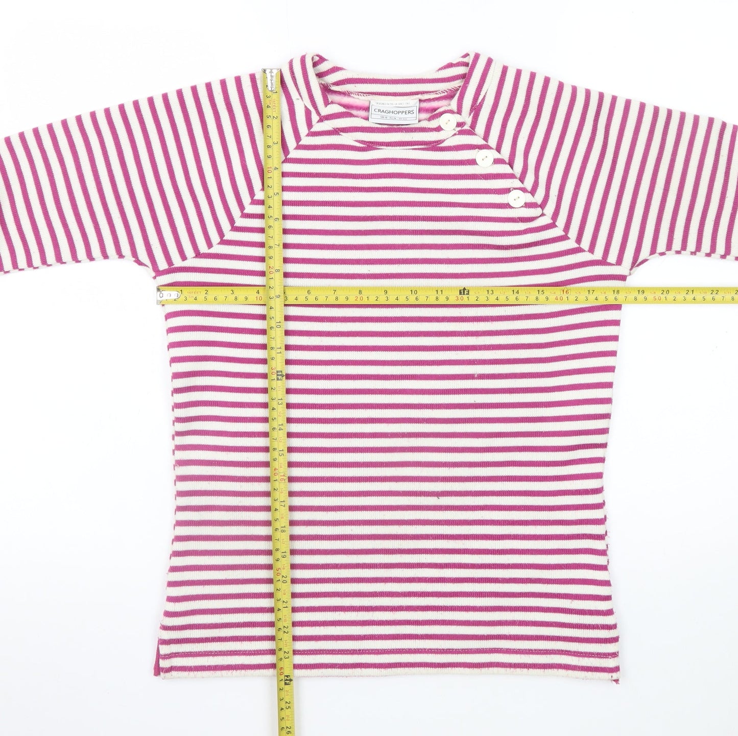 Craghoppers Women Pink Striped Crew Neck Pullover Jumper UK 10