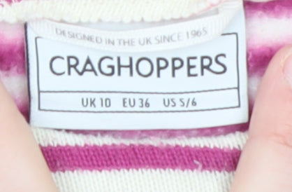 Craghoppers Women Pink Striped Crew Neck Pullover Jumper UK 10