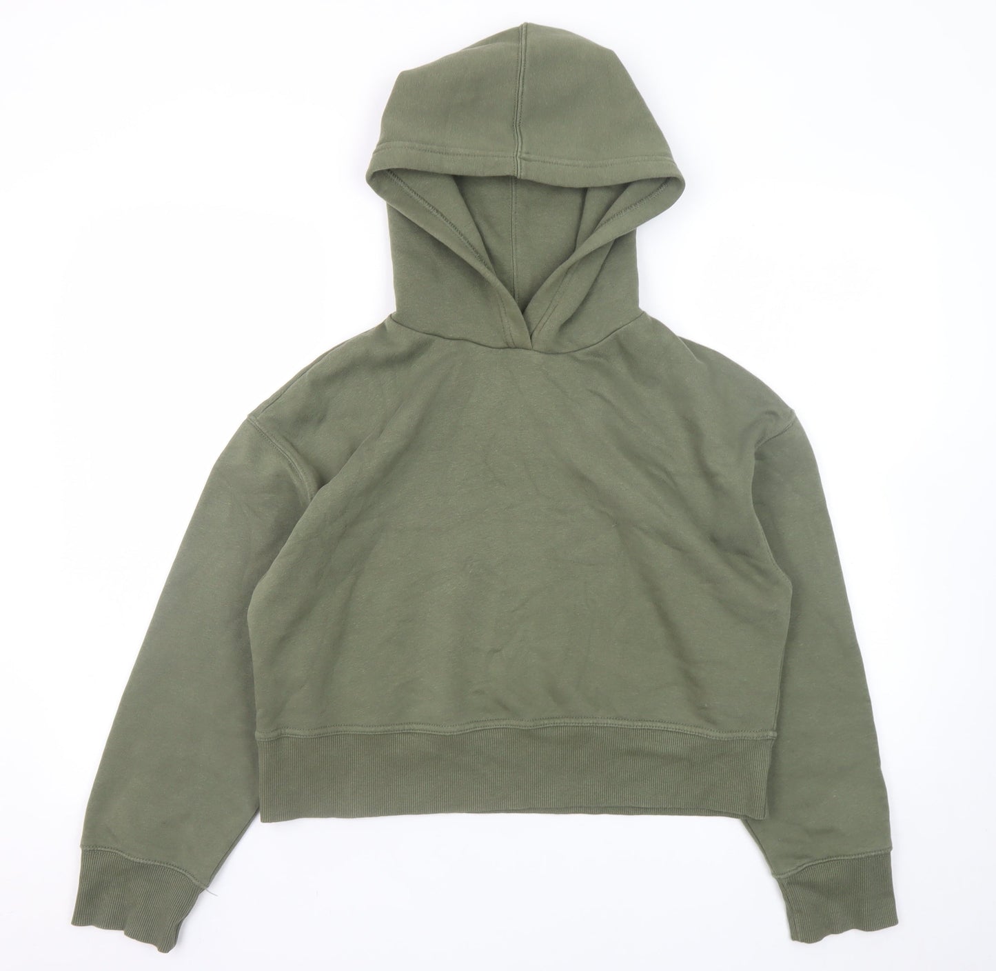 Zara Women’s Green Pullover Hoodie Size S Relaxed Fit Cotton Blend