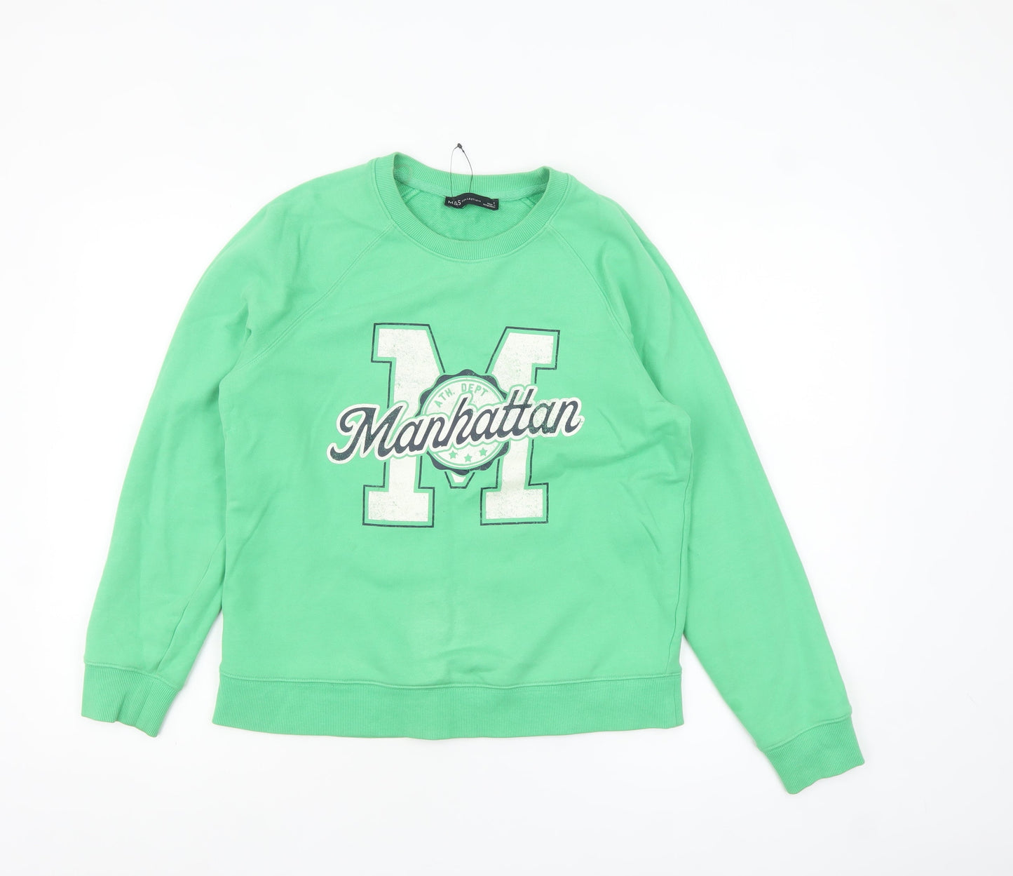 Marks and Spencer Women's Green Manhattan Graphic Sweatshirt Size S