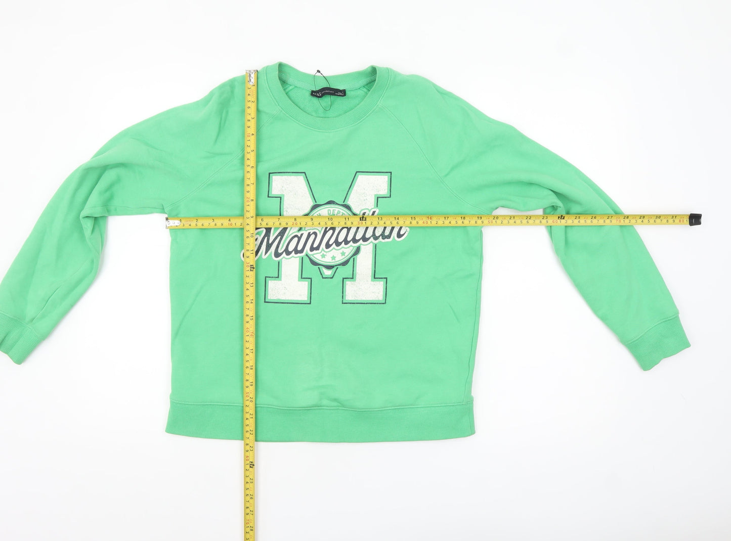 Marks and Spencer Women's Green Manhattan Graphic Sweatshirt Size S
