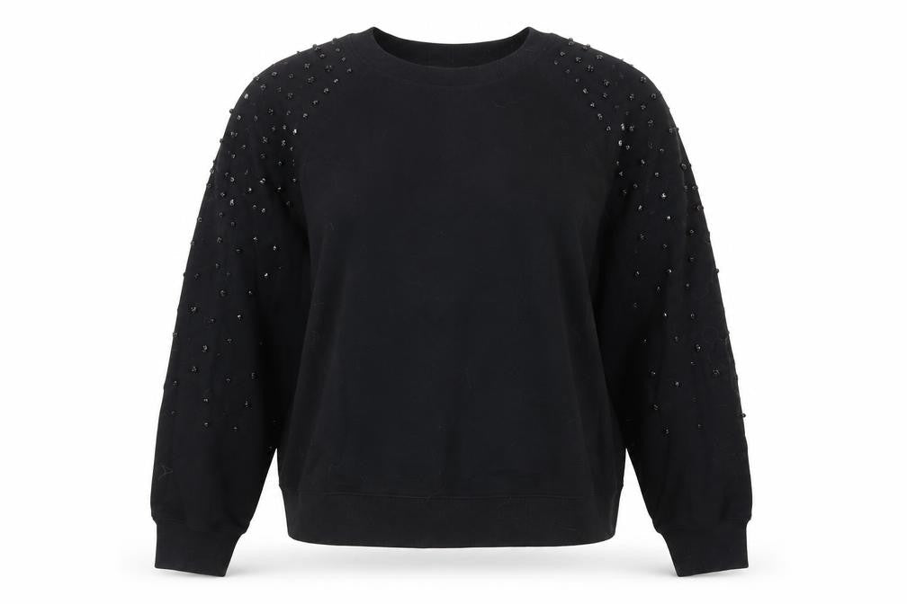 Marks & Spencer Womens Black Beaded Long Sleeve Sweatshirt XS